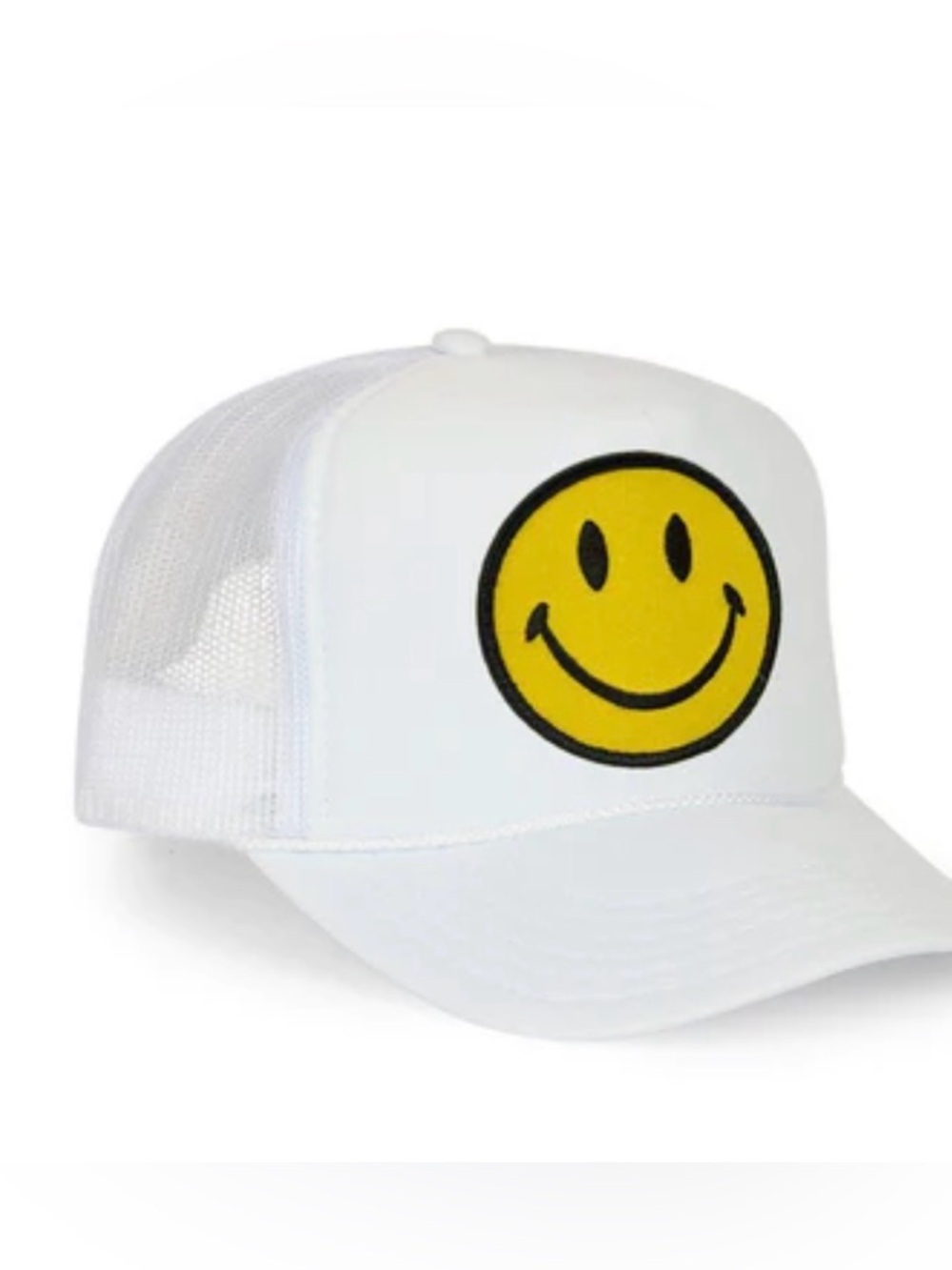 Aviator Nation White Cap with Yellow Smiley Face EUC